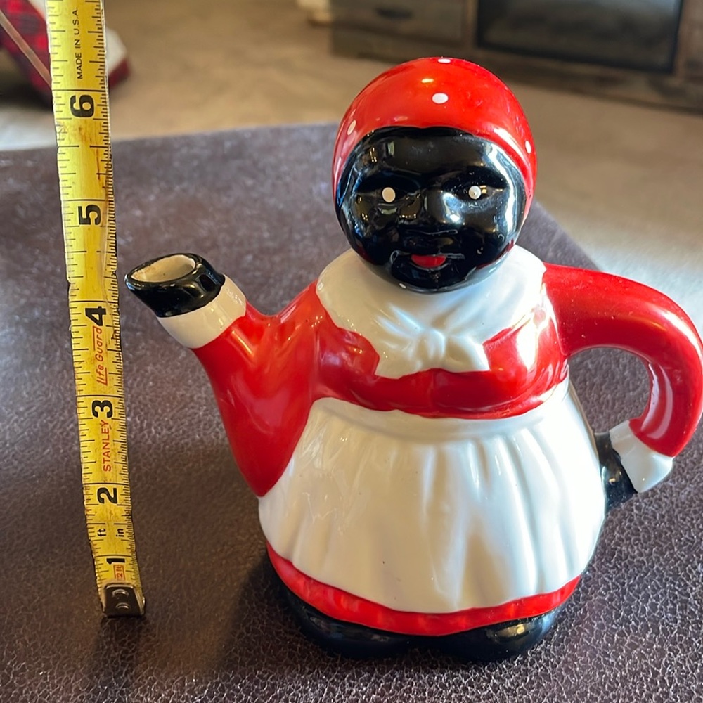Vintage Black Americana Teapot Red, white and black IAC 1998